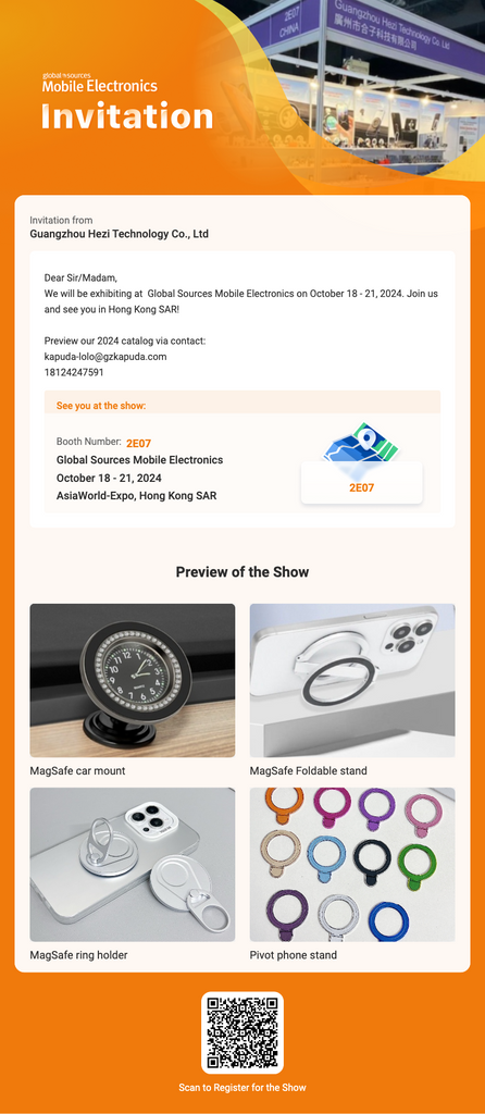Global Sources Mobile Electronics Invitation /Kapuda phone holder/car mount manufacturer