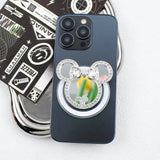 M46  Magnetic Mickey Mirror Phone Holder- Mickey Head Magnetic Transparent Airbag Bracket Rhinestone Trim Telescopic Air Cushion Mobile Phone Holder