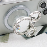 M46  Magnetic Mickey Mirror Phone Holder- Mickey Head Magnetic Transparent Airbag Bracket Rhinestone Trim Telescopic Air Cushion Mobile Phone Holder