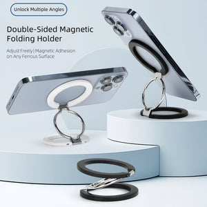 M99 Metal Doublel-Sided Magsafe Phone Stand: 360° Rotatable, Universal for Apple/Android, High-Strength Magnetic Desktop Mount
