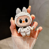 Labubu Cartoon Mirror Phone Stand with Makeup Mirror, Portable Foldable 360° Rotatable, Adjustable Mobile Holder