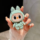Labubu Cartoon Mirror Phone Stand with Makeup Mirror, Portable Foldable 360° Rotatable, Adjustable Mobile Holder