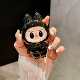 Labubu Cartoon Mirror Phone Stand with Makeup Mirror, Portable Foldable 360° Rotatable, Adjustable Mobile Holder